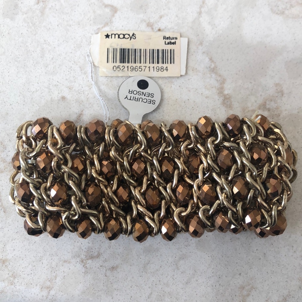 Amber and gold stretch bracelet